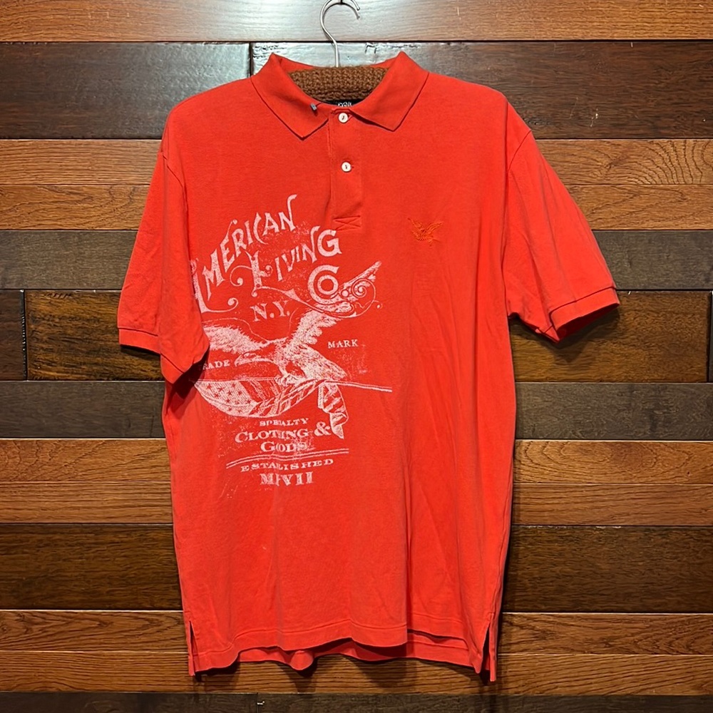 NWT American Living Collared Short Sleeve Graphic Polo Shirt